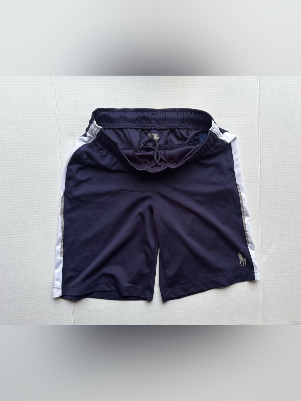 Polo Ralph Lauren navy blue white strip athletic shorts boys sports preppy golf